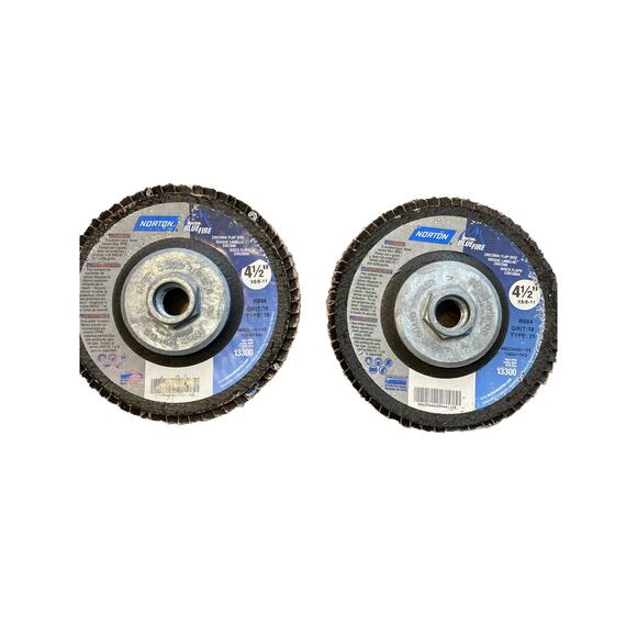 Norton Neon And Blue Fire Flap Discs 4 1/2 Various Grits 7 Count - Picture 2 of 8